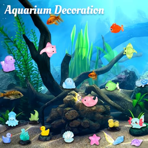 Feivando 120 Pcs Luminous Mini Ocean Resin Animals Glow in The Dark Tiny Sea Animal Figures Marine Miniature Figurines for Crafts Micro Landscape Fairy Garden Aquarium Decoration - Image 5