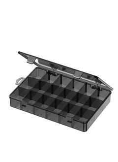 Y&D Plastic Compartment Organizer Container with Adjustable Dividers, Bead Storage Box Case 18 Removable Grids for Jewelry Cosmetics Craft Tool Tackle Pills Small Accessories (Black)  - Image 1