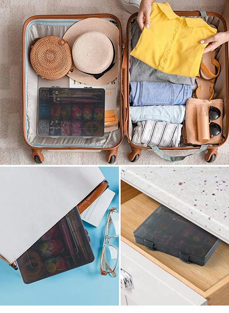 Y&D Plastic Compartment Organizer Container with Adjustable Dividers, Bead Storage Box Case 18 Removable Grids for Jewelry Cosmetics Craft Tool Tackle Pills Small Accessories (Black) - Image 5