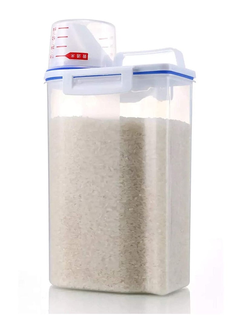 BLOOMING TIME 2KG Plastic Cereal Dispenser Storage Box Kitchen Food Grain Rice Container  - Image 1