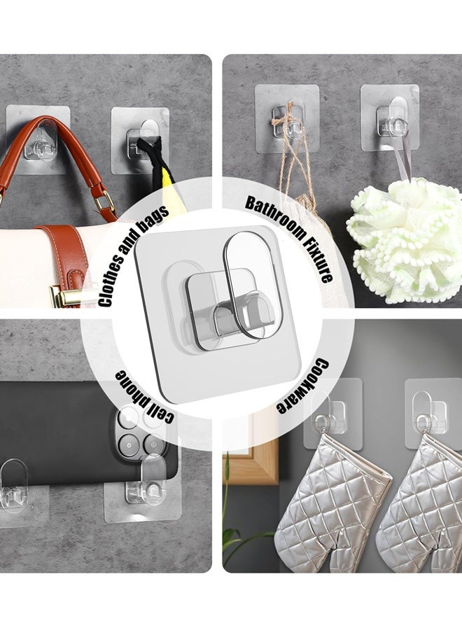 10 Pcs Clear Storage Hooks Cute Adhesive Wall Hooks Plastic Clear Utility Hook Heavy Duty Sticky Seamless Hook for The Drill-Free Wall for Office Coat Keys Bathroom Shower Kitchen Wardrobe Outdoor - Image 3