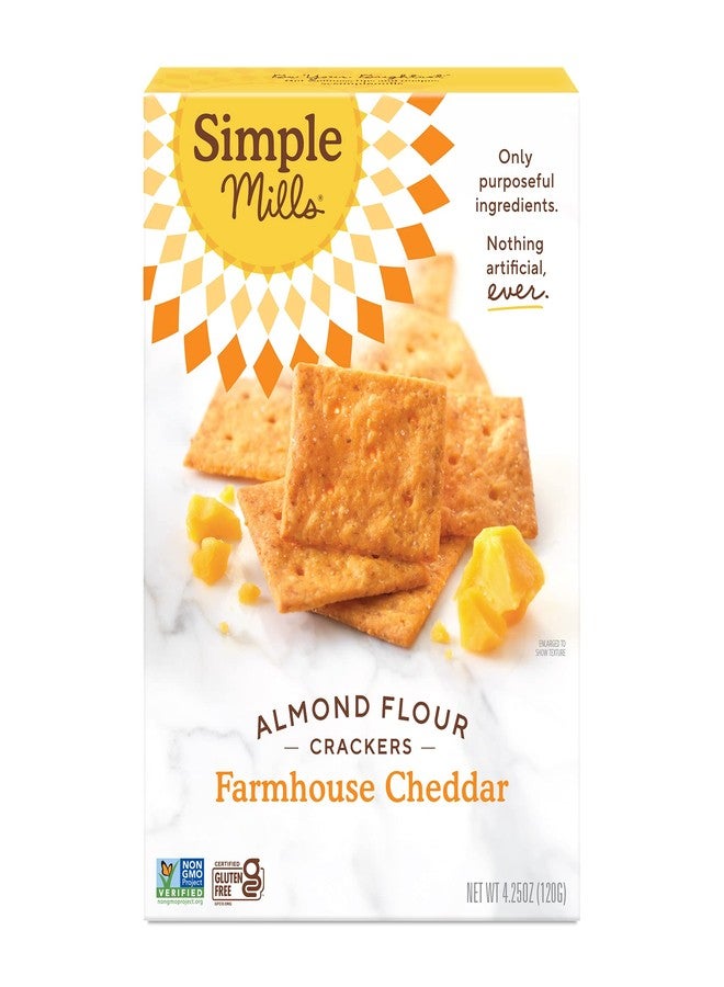 Simple Mills Almond Flour Crackers, Farmhouse Cheddar - Gluten Free, Healthy Snacks, 4.25 Ounce (Pack of 1) - Image 1