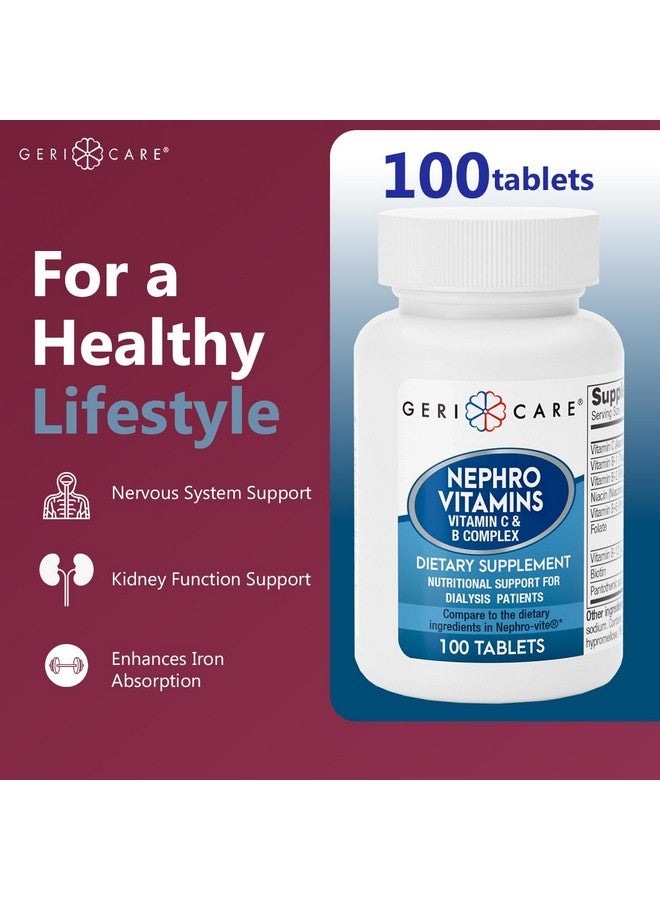 GeriCare Nephro Vitamin C & B Complex Tablets, 100 Count - Daily Kidney Health & Energy Support, Immune System Boost, Antioxidant Protection & Metabolism Support (Pack of 1) - Image 4