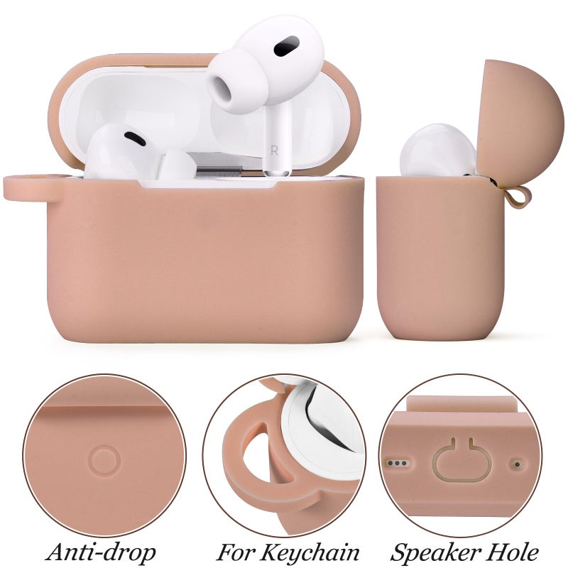 VISOOM for AirPods Pro 3 Case 2025, Silicone Case for Apple Air Pods Pro 3rd Generation Cover Women, Cute iPods 3 Protective Cover with Bling Keychain & Cleaning Kit, Khaki - Image 5