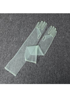 Wholesale 55cm DIY tulle plain bridal wedding gown transparent opera banquet party photo prom gloves Light green