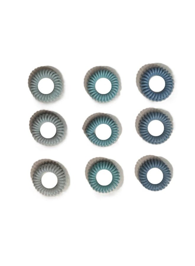 Plastic Set of 9 Hair Tie - Blue