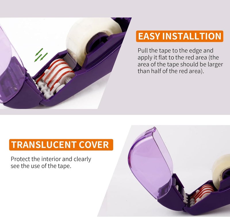 Eagle Automatic Tape Dispenser, Tape Gun, Single Handheld Design, Free 1 Roll of 0.5 Inch (12 mm) and 1 Roll of 0.75 Inch (19 mm) Tapes (Purple) - Image 5