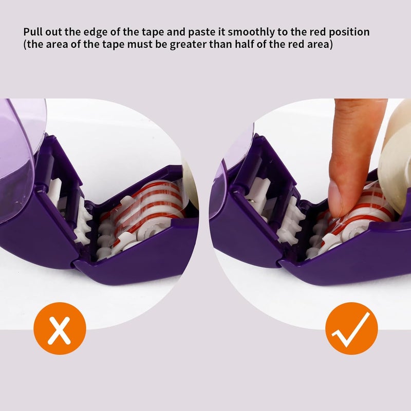 Eagle Automatic Tape Dispenser, Tape Gun, Single Handheld Design, Free 1 Roll of 0.5 Inch (12 mm) and 1 Roll of 0.75 Inch (19 mm) Tapes (Purple) - Image 4