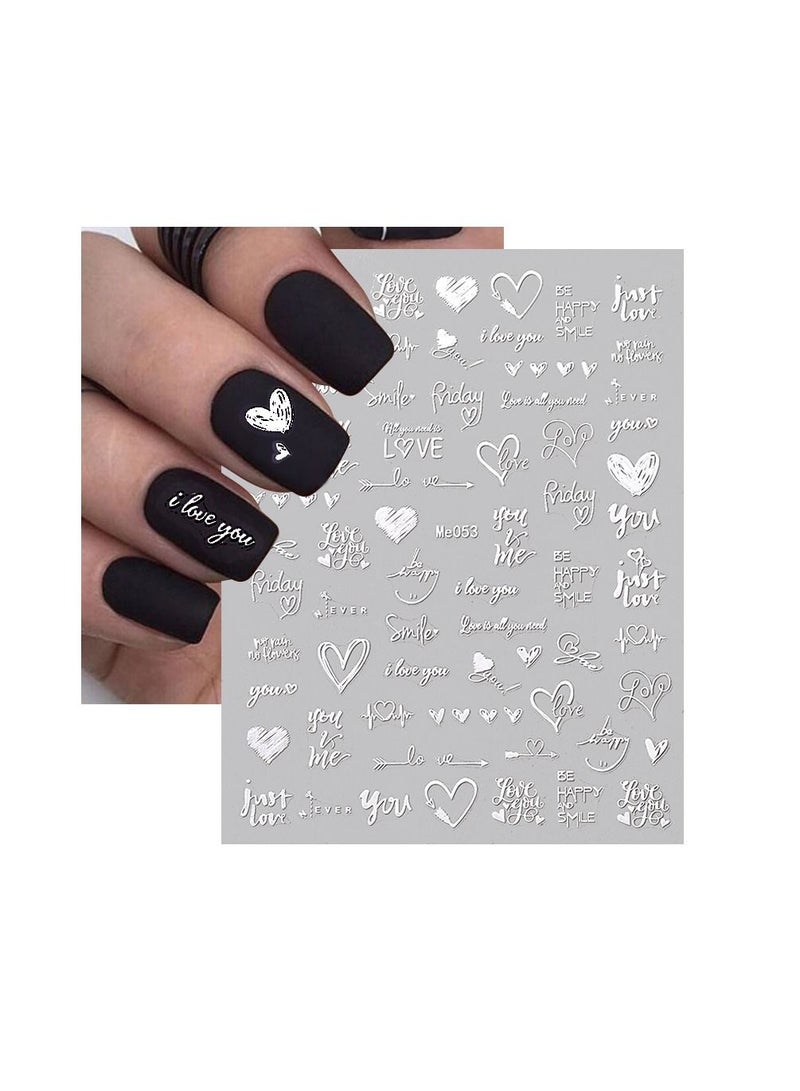 3 Sheets 3D Laser Heart Letter Nail Sticker Nail Art Decoration Flower Star Nail Accessories Decal Stickers Nail Supplies Nail Parts black gold silver - Image 2