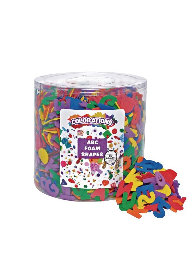 Colorations ABC Foam Shapes, 144 Pieces, 6 Colors, Storage Bucket, Collaging, Decorating, Learning, & Light Tables, ABC Letters, Alphabet Letters, Foam Letters - Image 1