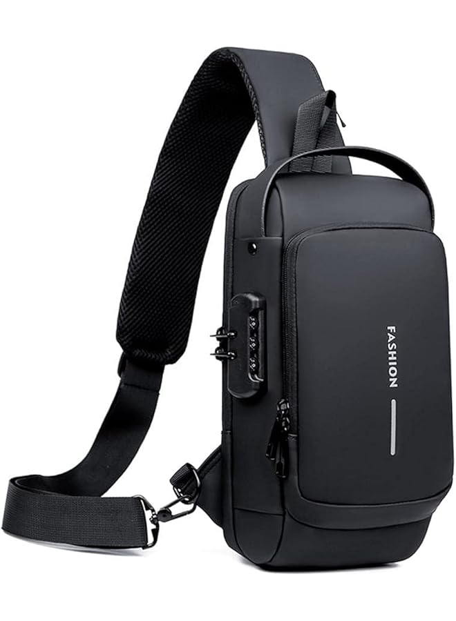 PROMASS Anti theft Crossbody Sling bag,Shoulder Backpack,Lightweight Chest Daypack with USB Charging Port,Fit for 9.7'' ipad, black - Image 1