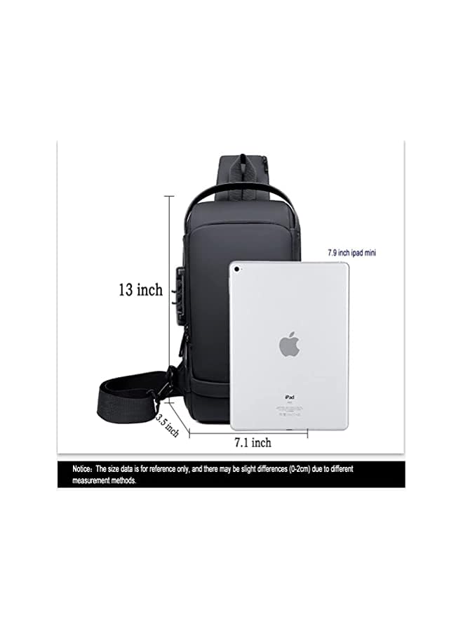 PROMASS Anti theft Crossbody Sling bag,Shoulder Backpack,Lightweight Chest Daypack with USB Charging Port,Fit for 9.7'' ipad, black - Image 4