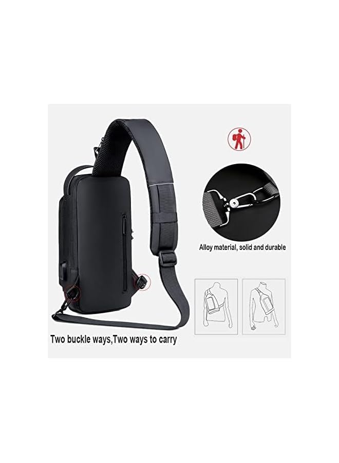 PROMASS Anti theft Crossbody Sling bag,Shoulder Backpack,Lightweight Chest Daypack with USB Charging Port,Fit for 9.7'' ipad, black - Image 5