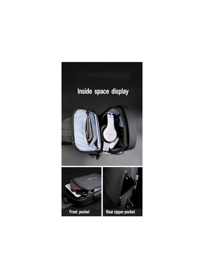 PROMASS Anti theft Crossbody Sling bag,Shoulder Backpack,Lightweight Chest Daypack with USB Charging Port,Fit for 9.7'' ipad, black - Image 3