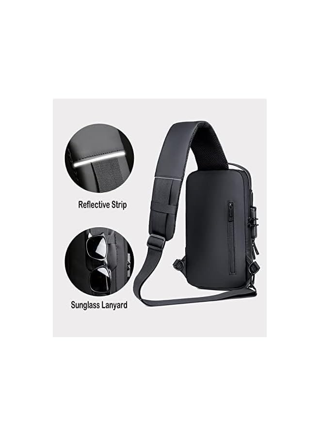 PROMASS Anti theft Crossbody Sling bag,Shoulder Backpack,Lightweight Chest Daypack with USB Charging Port,Fit for 9.7'' ipad, black - Image 2