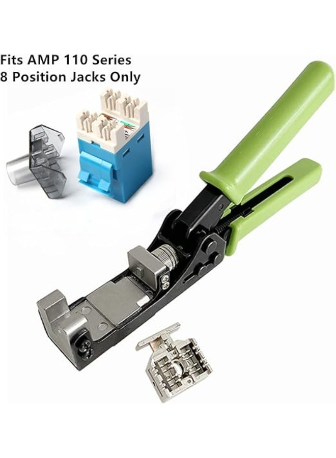 Terabyte Keystone Jack Punch Down Tool (Fit Specific AMP 110 Series 8 Position Jacks Only), CAT5/5e and CAT6/6A Adapter Fast Termination Crimper, One Hand Operation Green Handle - Image 3