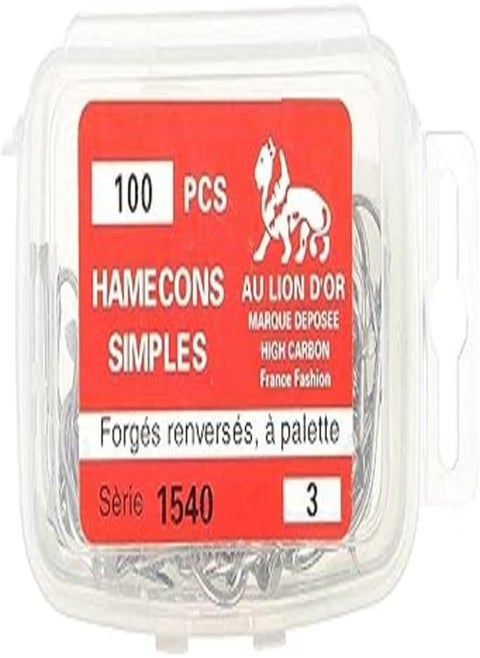 Au Lion D'Or Fishing Hook Box 1540 Size 3 Silver