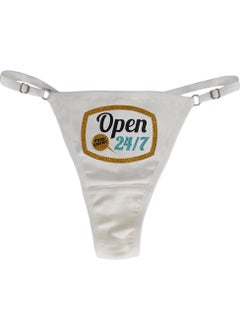 Ebsem - Open 24/7 Retro - Neon Design Printed Cotton Adjustable G-String, Thong, Women's Underwear  - Image 4