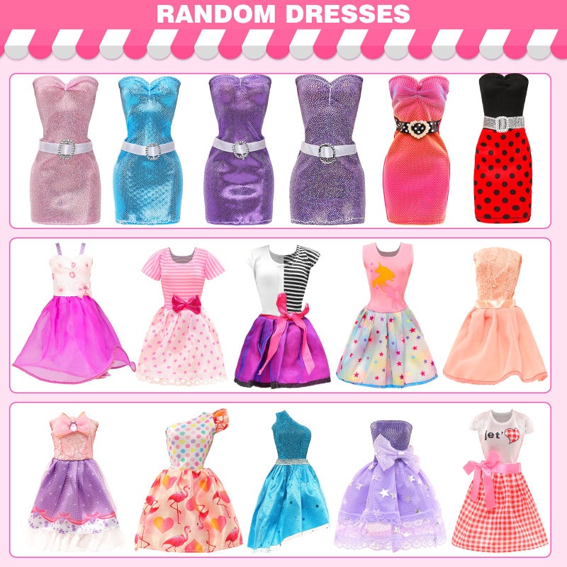 ENOCHT 51 PCS Doll Clothes and Accessories Including Fashion Dresses, Tops and Pants Outfits, Party Dresses, Swimsuits Bikini 38 PCS Shoes Hangers and Other Accessories for 11.5 inch Dolls - Image 3
