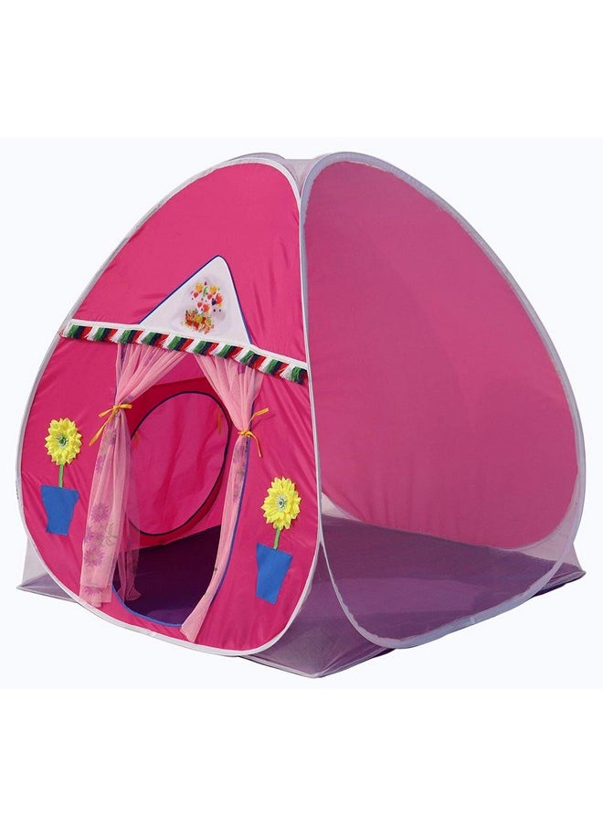 HomeCute HOMECUTE Foldable Popup Play Tent House for Kids,Outdoor & Indoor Use, 3 Year to 12 Years 110 x 110 x 120 cm (Pink)  - Image 1