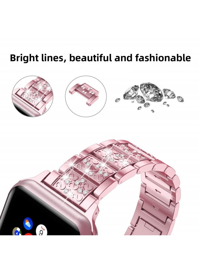 Generic - Suitable For IWatch6 Smart For Apple Watch Strap For Apple Three Beads Diamond Strap Spot Wholesale-Color:42mm (alloy) Gold Strap + Pc Diamond Case - Image 1