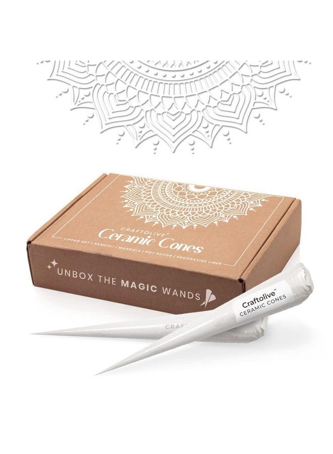 Craftolive Ceramic Cones White Paste for Arts & Crafts, Lipan Art and Decorative Purposes (Artist Friendly), Pack of 6 Cones - Image 1