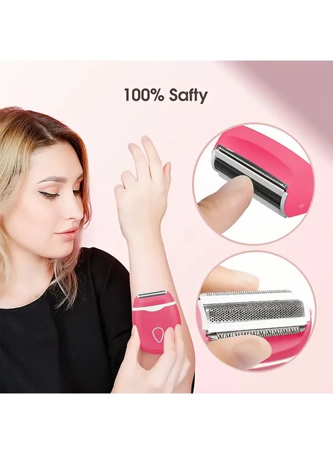 ماكينة حلاقة كهربائية وردية للسيدات لمنطقة البيكيني والساقين وتحت الإبط، تعمل بالبطارية، جافة ورطبة - Image 4