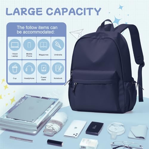 Glowic Laptop Backpack, 2 compartments, bottle holder, organizer, school bag for boys and girls, college bag for women and men, office bag, travel bag (NavyBlue) - Image 4