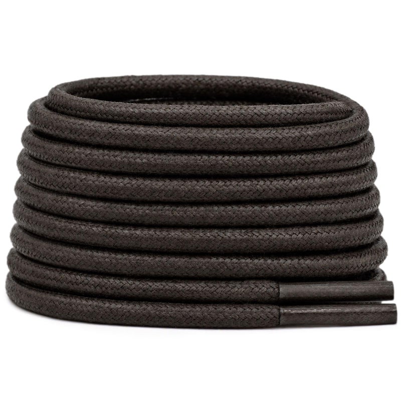 DELELE Round Cotton Waxed Shoelaces 750 Inches Dark Brown Dress Shoe Laces for Boot 2 Pair 35 inch - Image 3