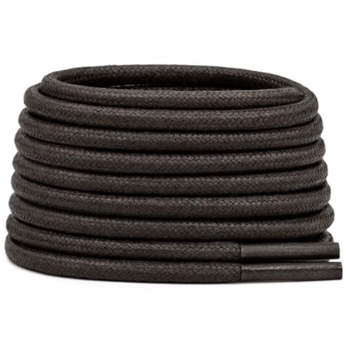 DELELE Round Cotton Waxed Shoelaces 750 Inches Dark Brown Dress Shoe Laces for Boot 2 Pair 35 inch - Image 1