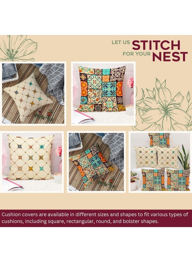 STITCHNEST Ethnic Multicolor Printed Poly Cotton Square Cushion Covers, Set of 4 (18 x 18 Inches) - Image 2