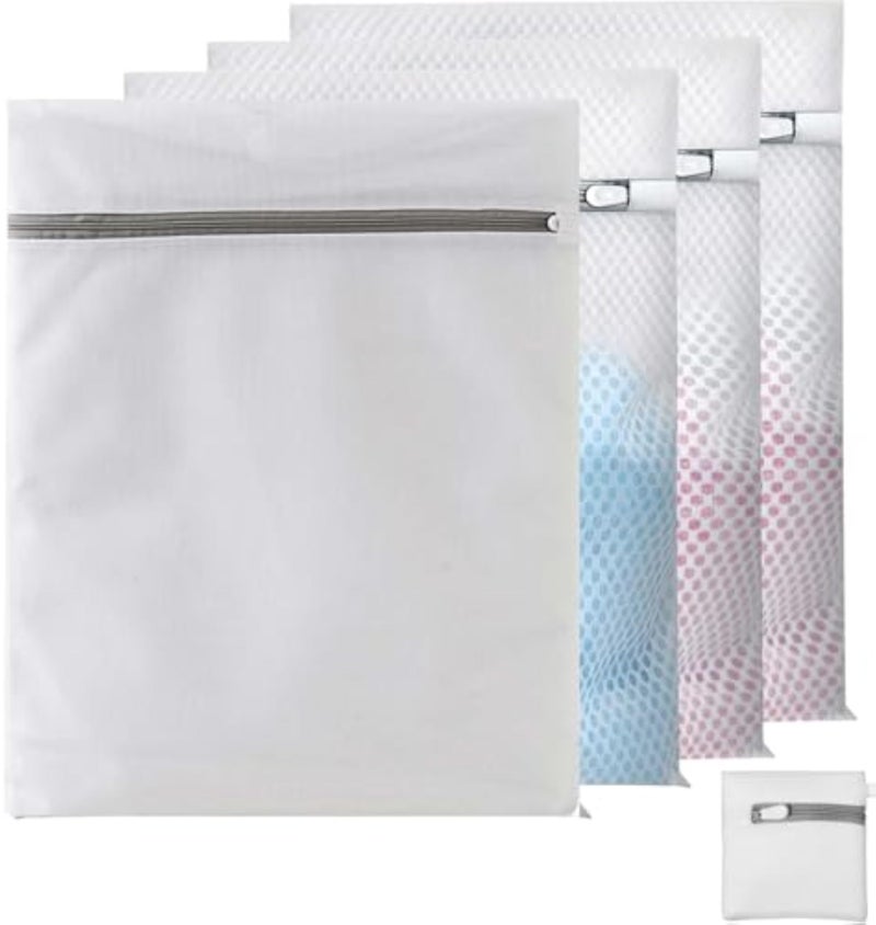 4 Pack Mesh Laundry Bags Wash Bags for Delicate Clothes Washing Storage and Travel Use for College Dorm and Home Laundry Organizer 16 x 20 Inch - Image 1