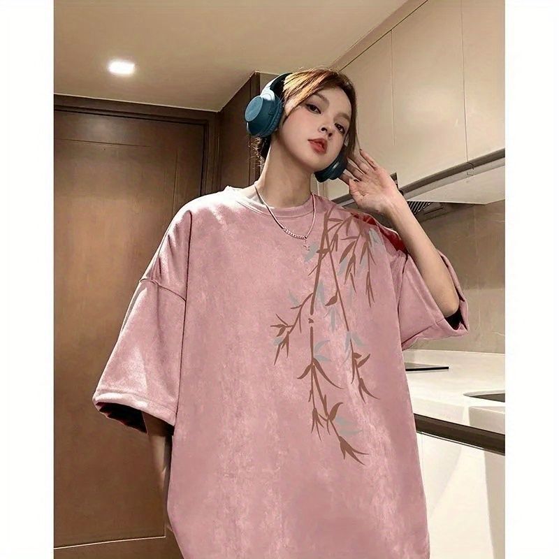 New Chinoiserie National Style Heavy Short-Sleeved T-Shirt Men'S Trendy Brand White Suede Loose Large Size High Street Retro Half-Sleeved T-Shirt - Image 1