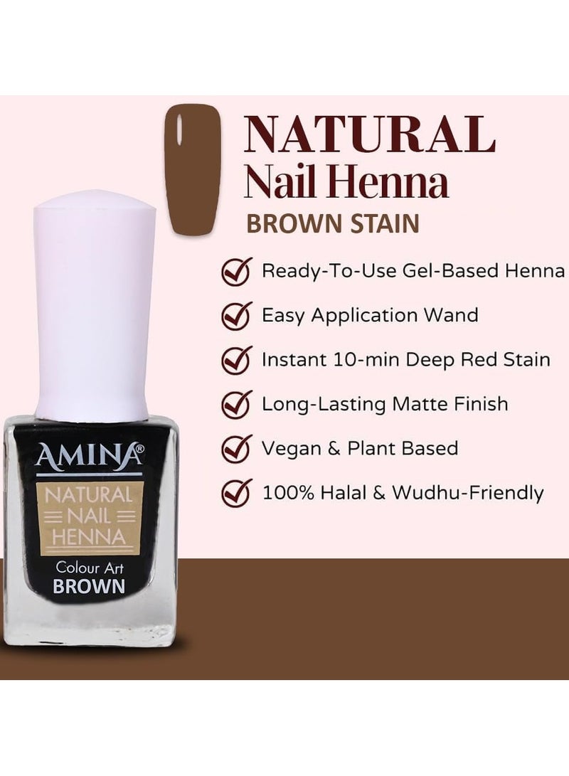 Amina Instant Nail Henna Polish Mehendi Bottle | Vegan & Halal Nail Polish For Women & Girls | Without Chemicals | Long Lasting | Ready To Use Dark Brown Colour Stain | Pack of 2 - Image 3