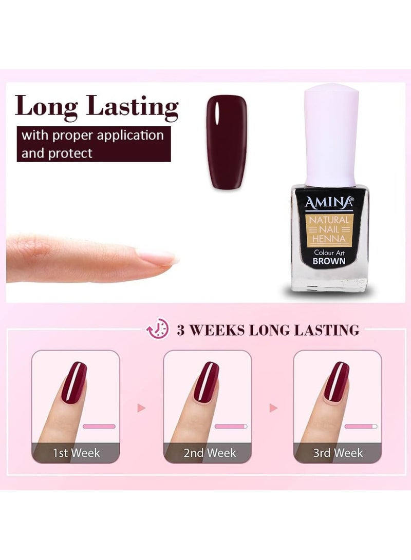 Amina Instant Nail Henna Polish Mehendi Bottle | Vegan & Halal Nail Polish For Women & Girls | Without Chemicals | Long Lasting | Ready To Use Dark Brown Colour Stain | Pack of 2 - Image 4