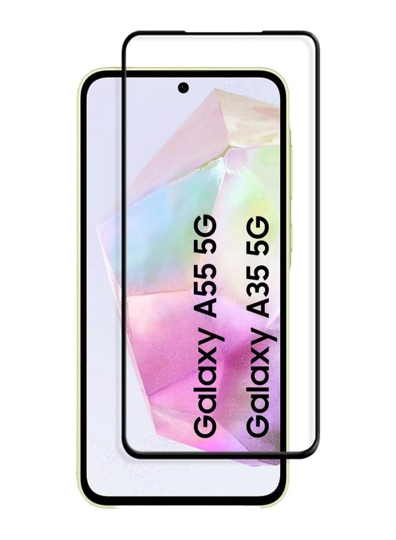 Denx Samsung Galaxy A35 5G/ A55 5G Tempered Glass Screen Protector, 6.6 inch, 9H Hardness, Bubble Free, Anti Scratch, Eazy Installation, Black - Image 1