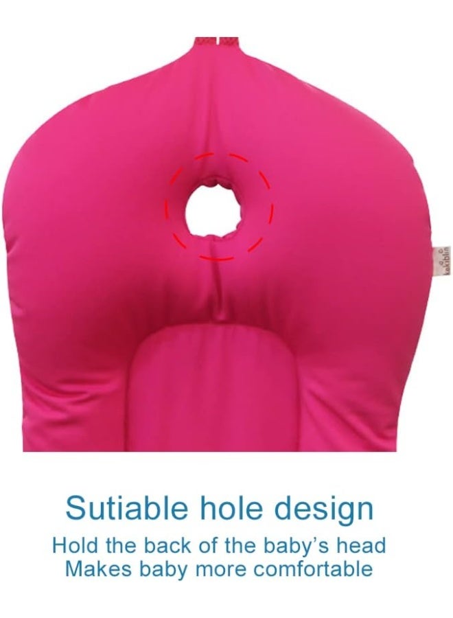 KAKIBLIN Baby Bath Mat, Baby Bathtub Baby Bath Cushion Soft Anti-Slip Bath Pad 0-6 Month Infant Bath Pillow, Pink - Image 3