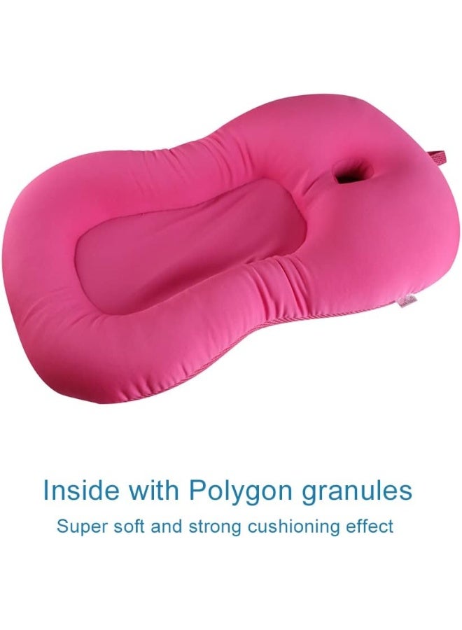 KAKIBLIN Baby Bath Mat, Baby Bathtub Baby Bath Cushion Soft Anti-Slip Bath Pad 0-6 Month Infant Bath Pillow, Pink - Image 2