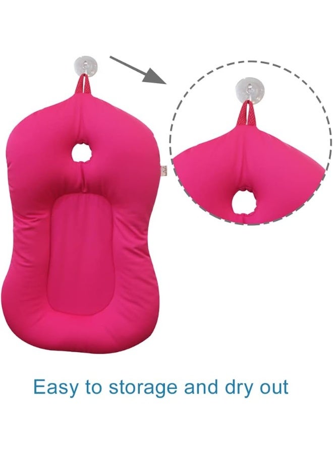 KAKIBLIN Baby Bath Mat, Baby Bathtub Baby Bath Cushion Soft Anti-Slip Bath Pad 0-6 Month Infant Bath Pillow, Pink - Image 4