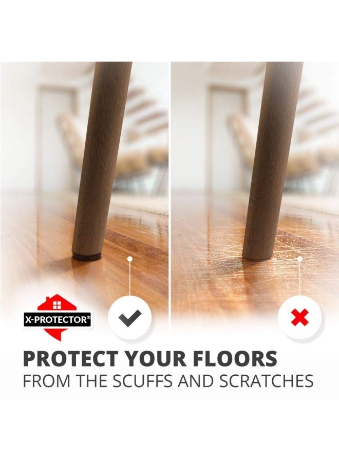 X-Protector Felt Furniture Pads  - 48 Premium Floor Protector Chair Felts For Feet Wood Floors Best Hardwood Protect Your Hard Floors Brown - Image 4