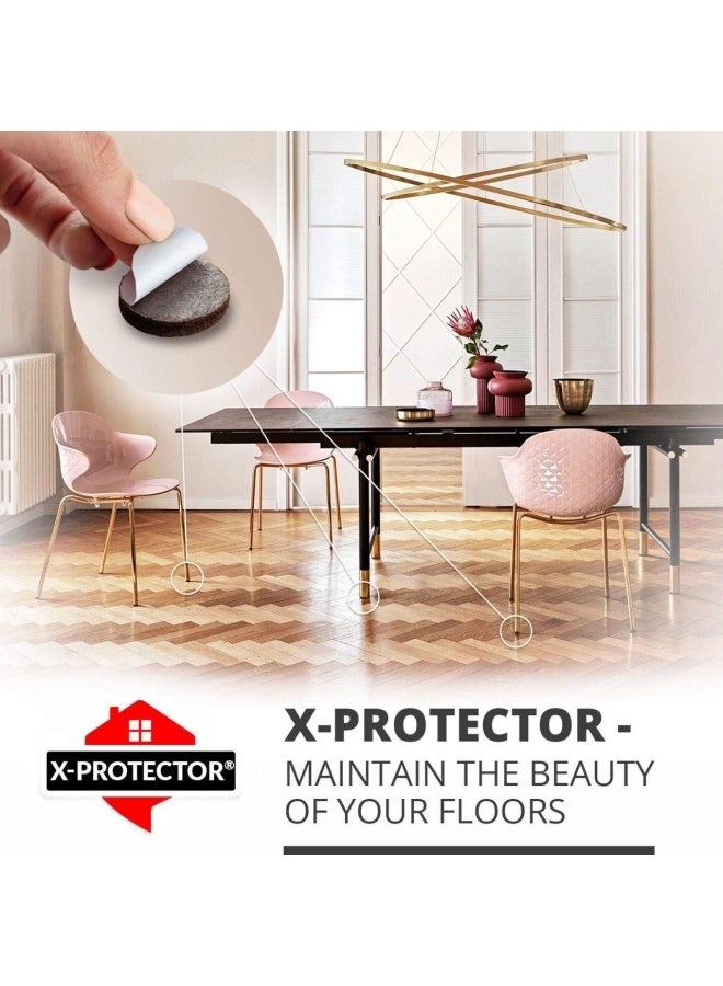 X-Protector Felt Furniture Pads  - 48 Premium Floor Protector Chair Felts For Feet Wood Floors Best Hardwood Protect Your Hard Floors Brown - Image 5