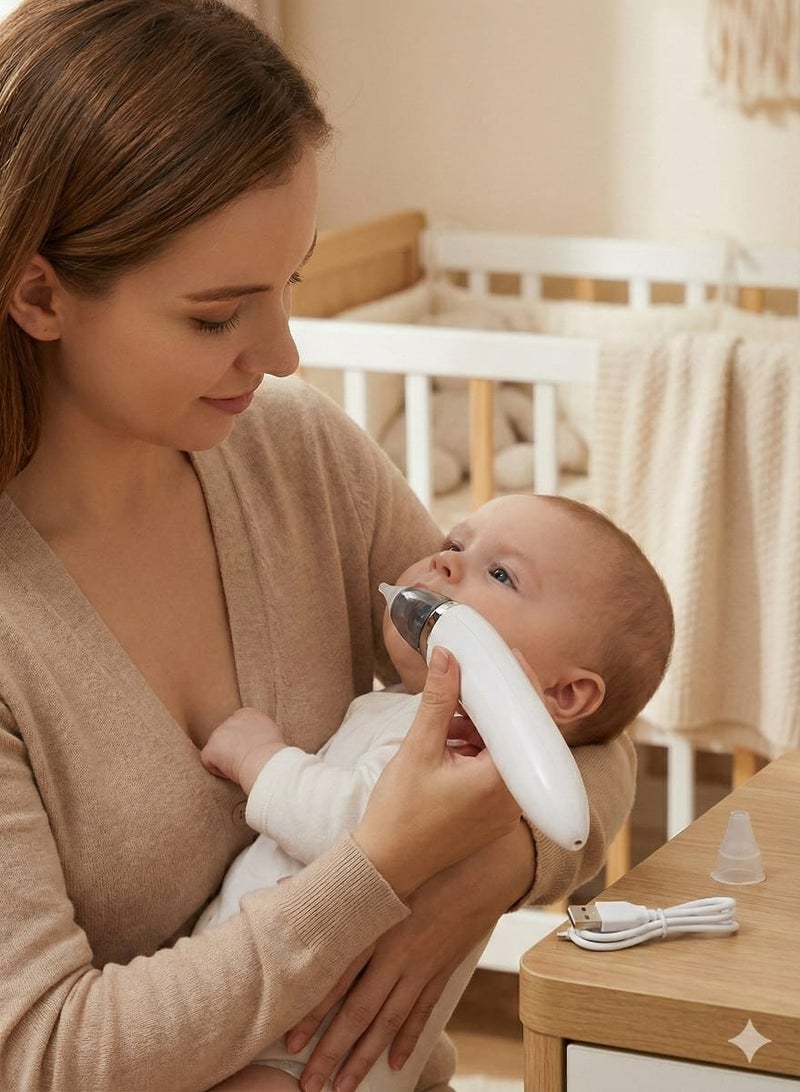 Electric Nasal and Ear Aspirator for Newborns and Infants - Safe Mucus and Earwax Remover with Adjustable Suction and Soft Silicone Tips - Image 4