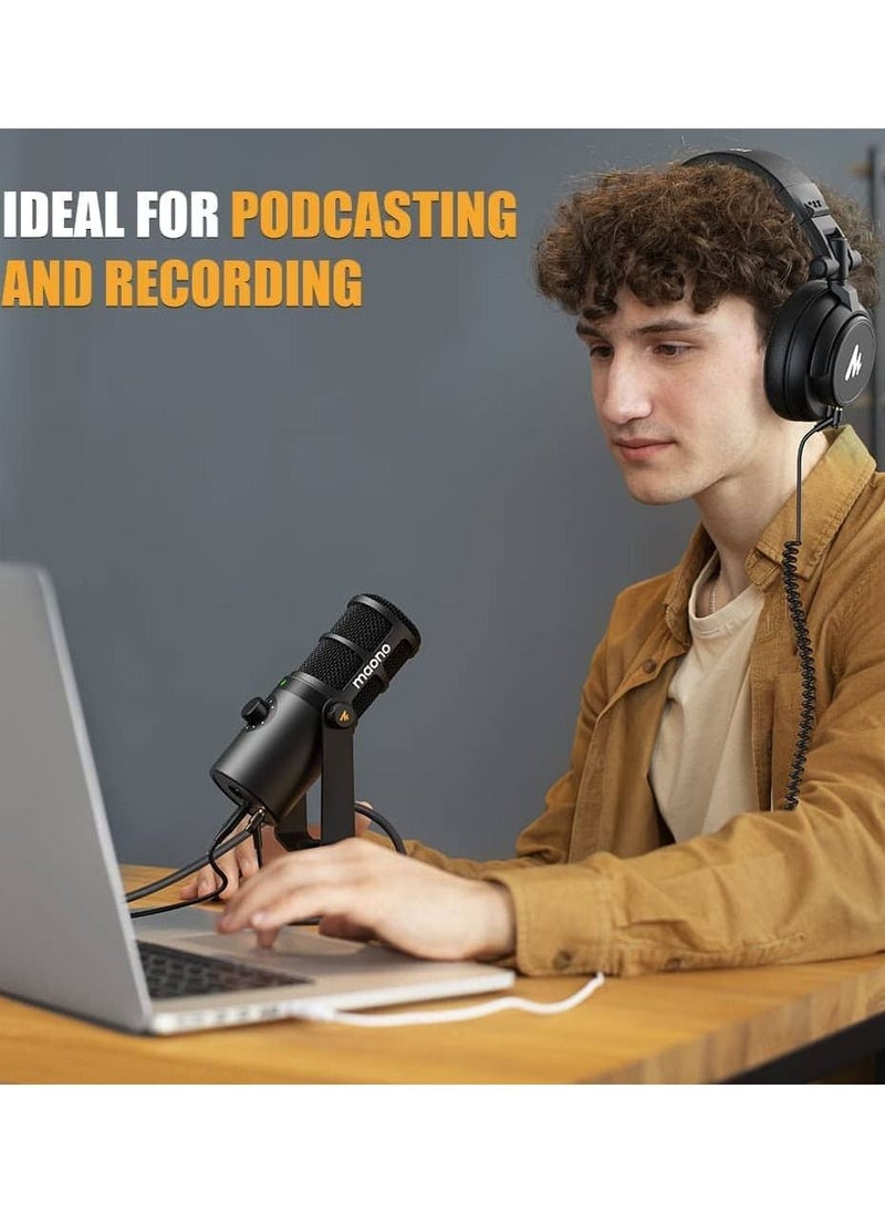 Maono - PD400X Dynamic Microphone, USB/XLR Podcast PC Microphone with Software, EQ,Tap-to-Mute, Headphone Jack, Gain Knob & Volume Control, Studio Mic for Broadcast, Recording, Streaming & Gaming - Image 1