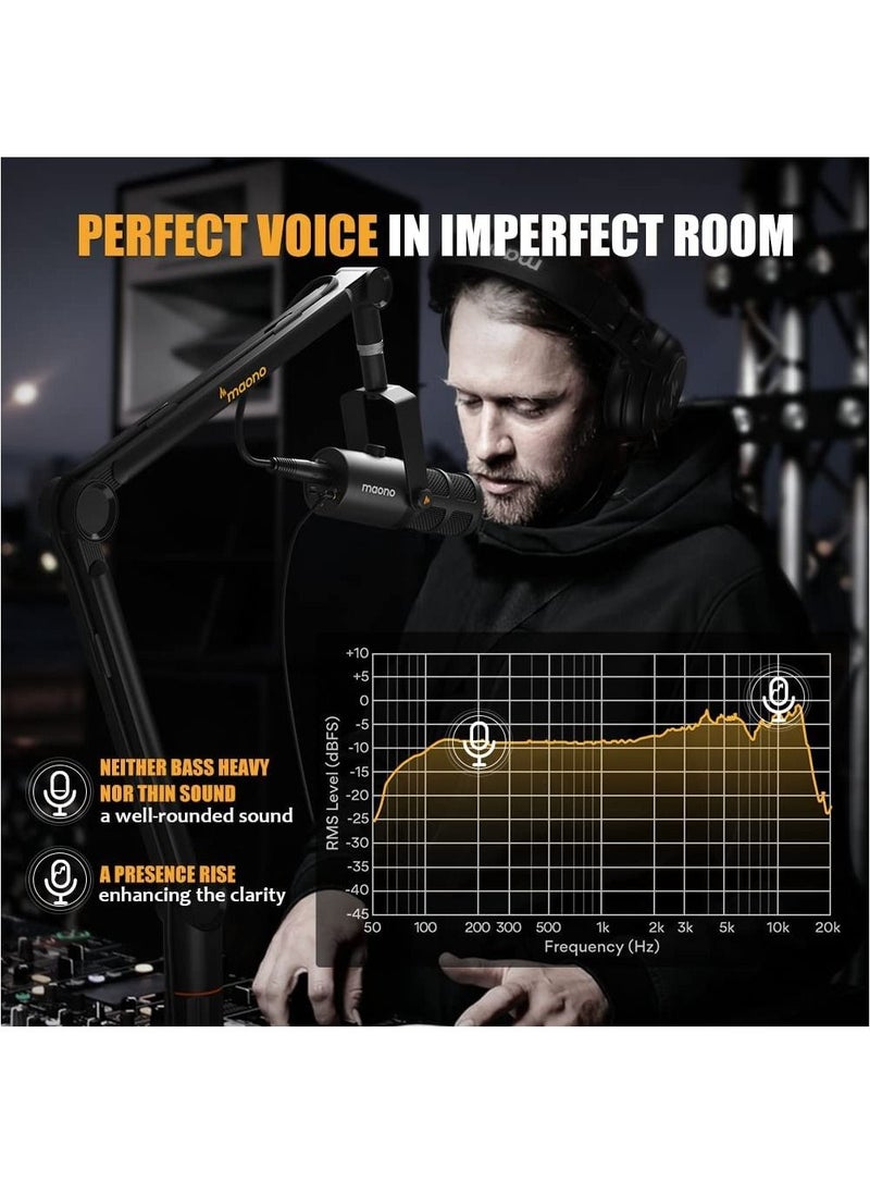 Maono - PD400X Dynamic Microphone, USB/XLR Podcast PC Microphone with Software, EQ,Tap-to-Mute, Headphone Jack, Gain Knob & Volume Control, Studio Mic for Broadcast, Recording, Streaming & Gaming - Image 1
