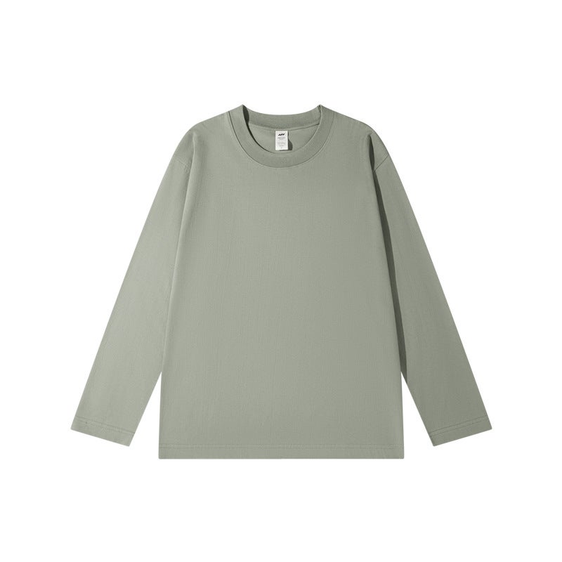 Yellowbird Knitting | Autumn New 230g Cotton Long Sleeve T-shirt Crewneck Clothes White Backing Shirt Men Wholesale Rock gray-(drop shoulder)