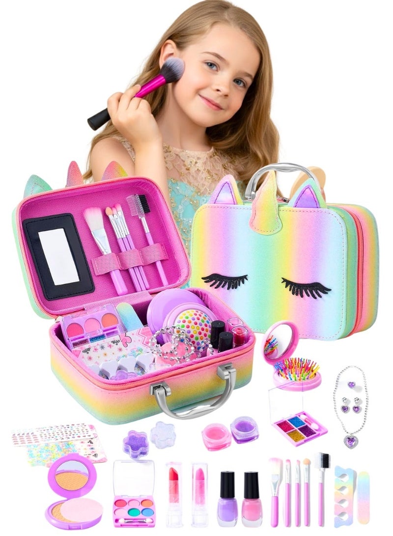 ZedPlay Makeup Kit for Girls, Unicorn Makeup Set, Real Washable Make up Kit for Unicorn Toddler Makeup for Kid Birthday Gifts Unicorn Toys for Girls Unicorn Makeup Bag - Image 1