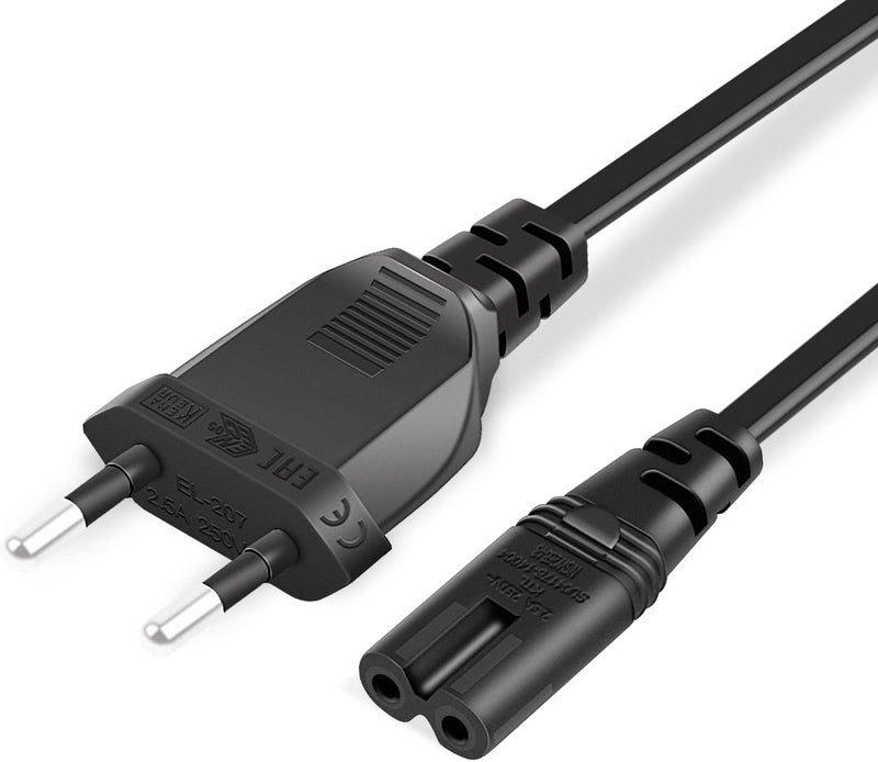 Bicmice 2M Power Cable for PS5 PS4 PS3 PS2 and Xbox Series X/One S/One X - Euro Plug 2 Pin to Double C7 Euro 8 Socket - Image 1