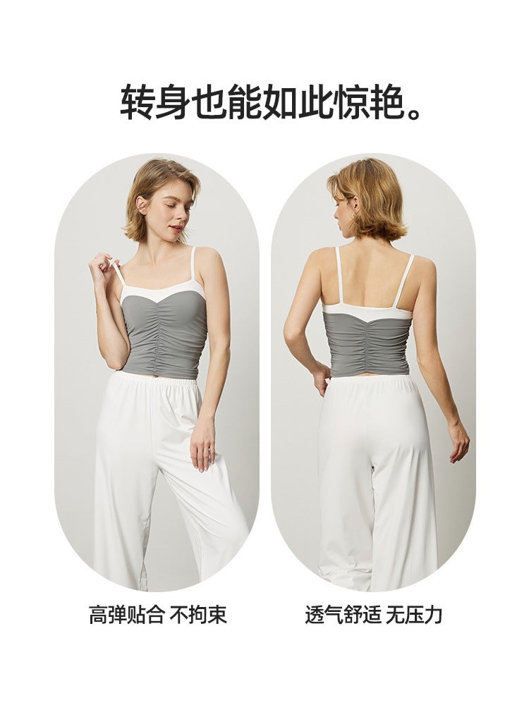 New Sports Bra For Women, Girl Style, Fake Two-Piece, Contrasting Color, Slim Fit, Short Camisole, Breathable - Image 5