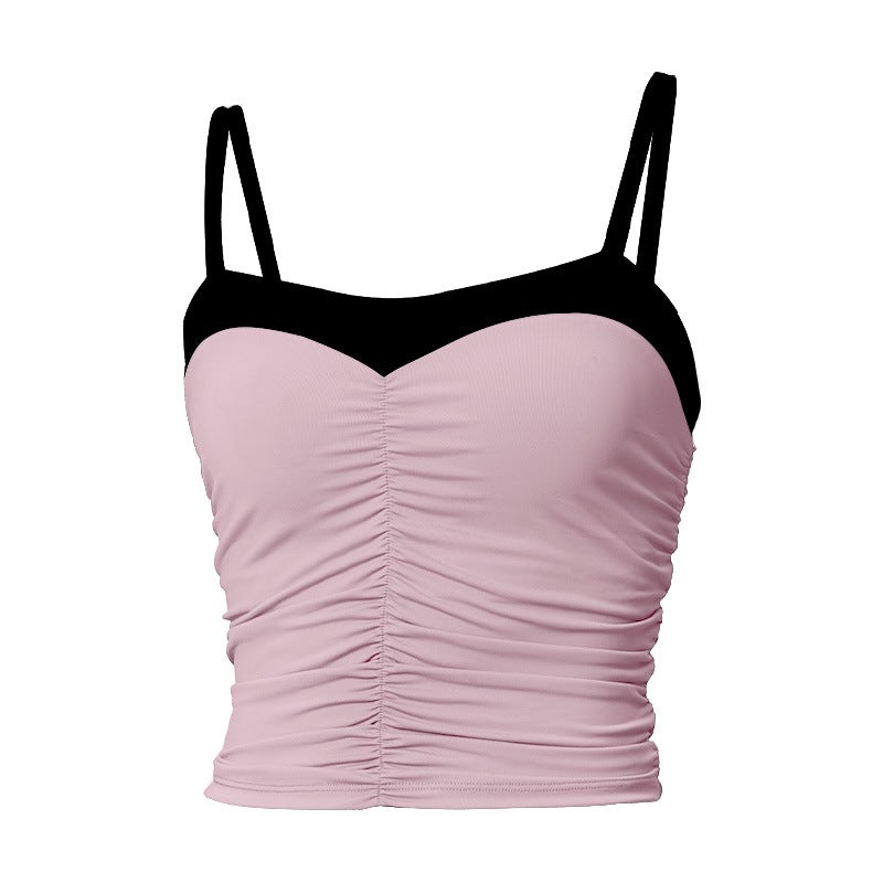 New Sports Bra For Women, Girl Style, Fake Two-Piece, Contrasting Color, Slim Fit, Short Camisole, Breathable - Image 1