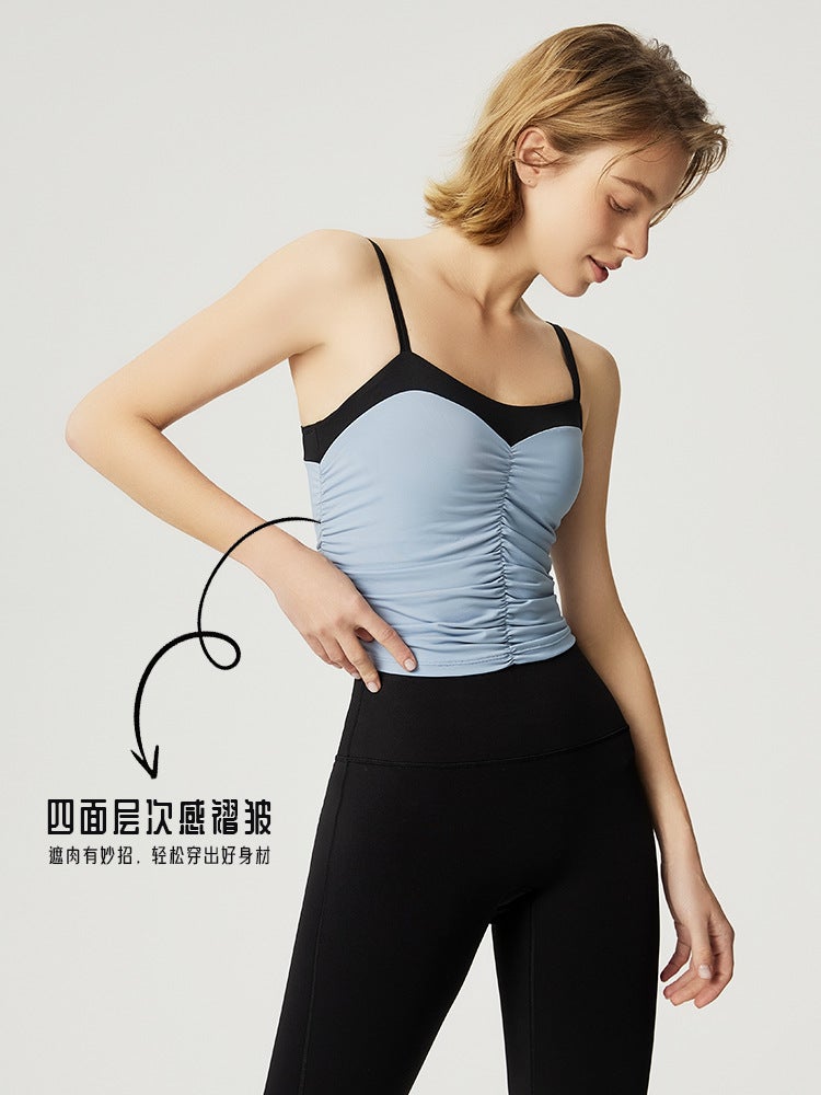 New Sports Bra For Women, Girl Style, Fake Two-Piece, Contrasting Color, Slim Fit, Short Camisole, Breathable - Image 3